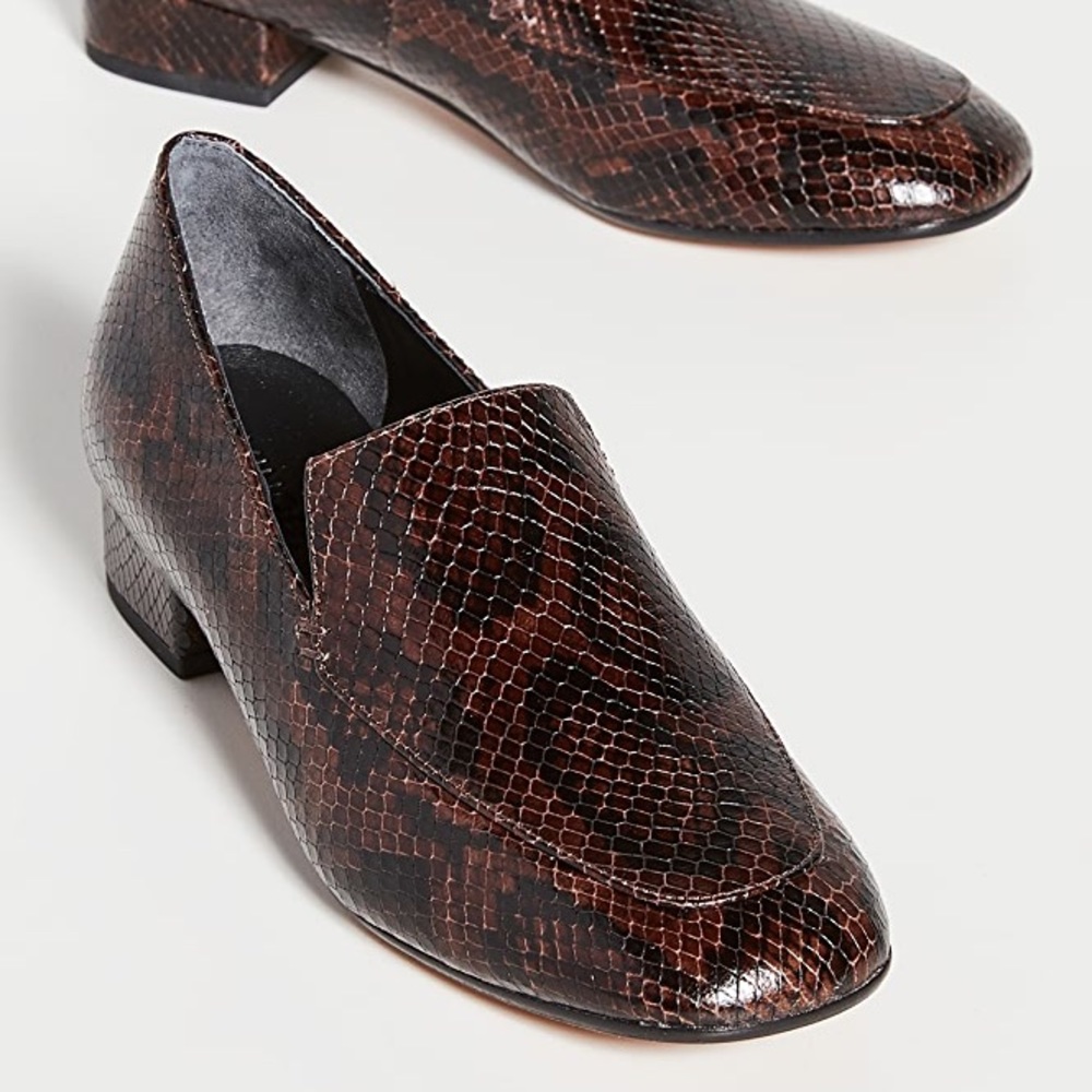New Vince Fauna Chocolate Snake Loafers - Picture 2 of 6